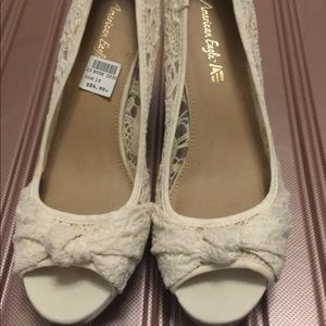 Off white lace heels